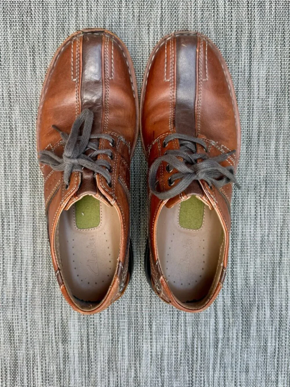 Clarks Touareg Vibe Bicycle Toe Oxford Shoes Brown Leather Mens Sz 9m